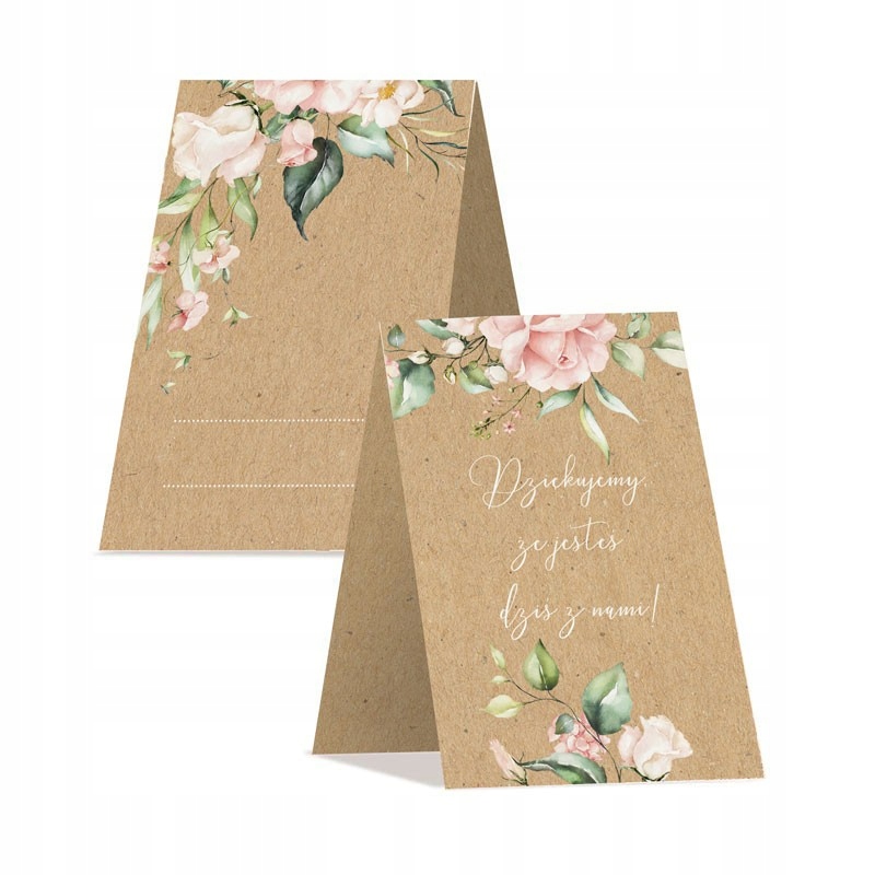 WINIETKI do wypisania Pudrowe Kwiaty KRAFT 10 szt