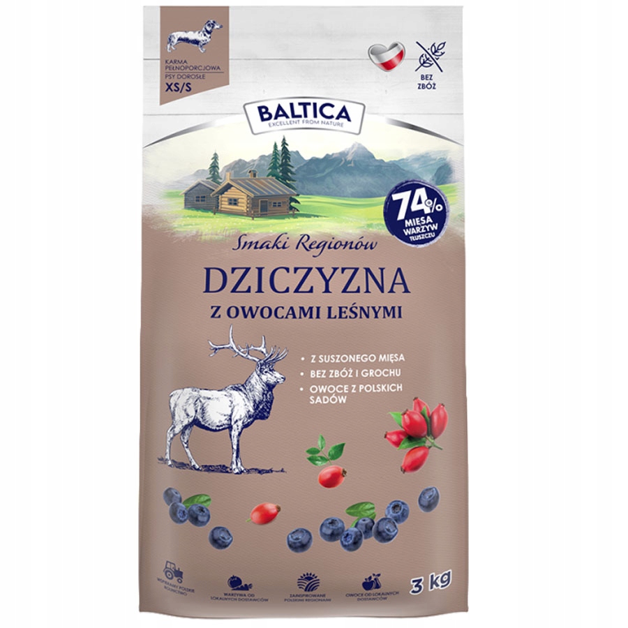 Baltica Smaki Regionów Dziczyzna Z Owocami Leśnymi Małe Rasy Xs/s 3kg