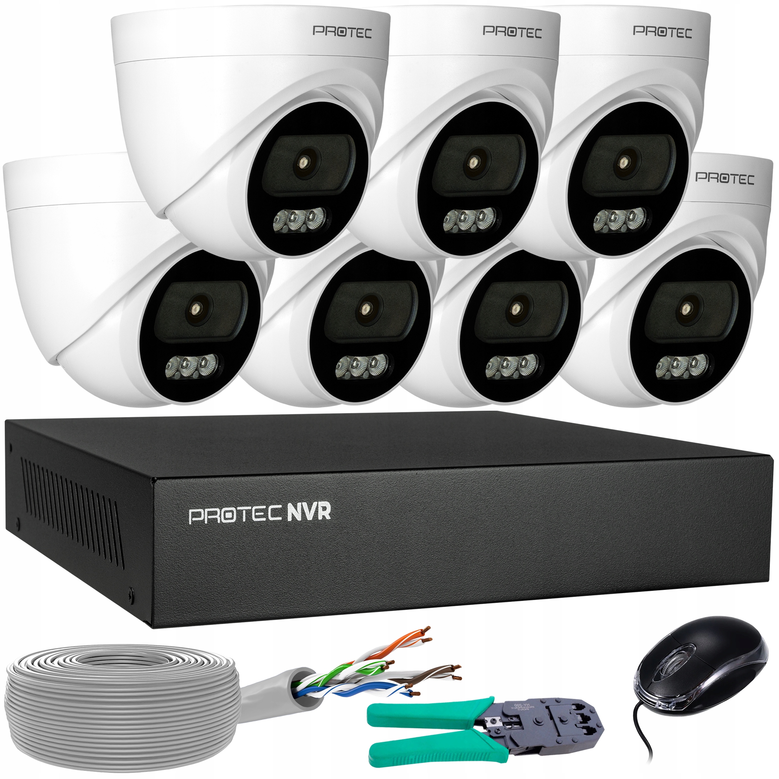 Monitorování 7 kamer Ip 4MPX 2K Poe Kopulový vnitřní mikrofon bez hdd