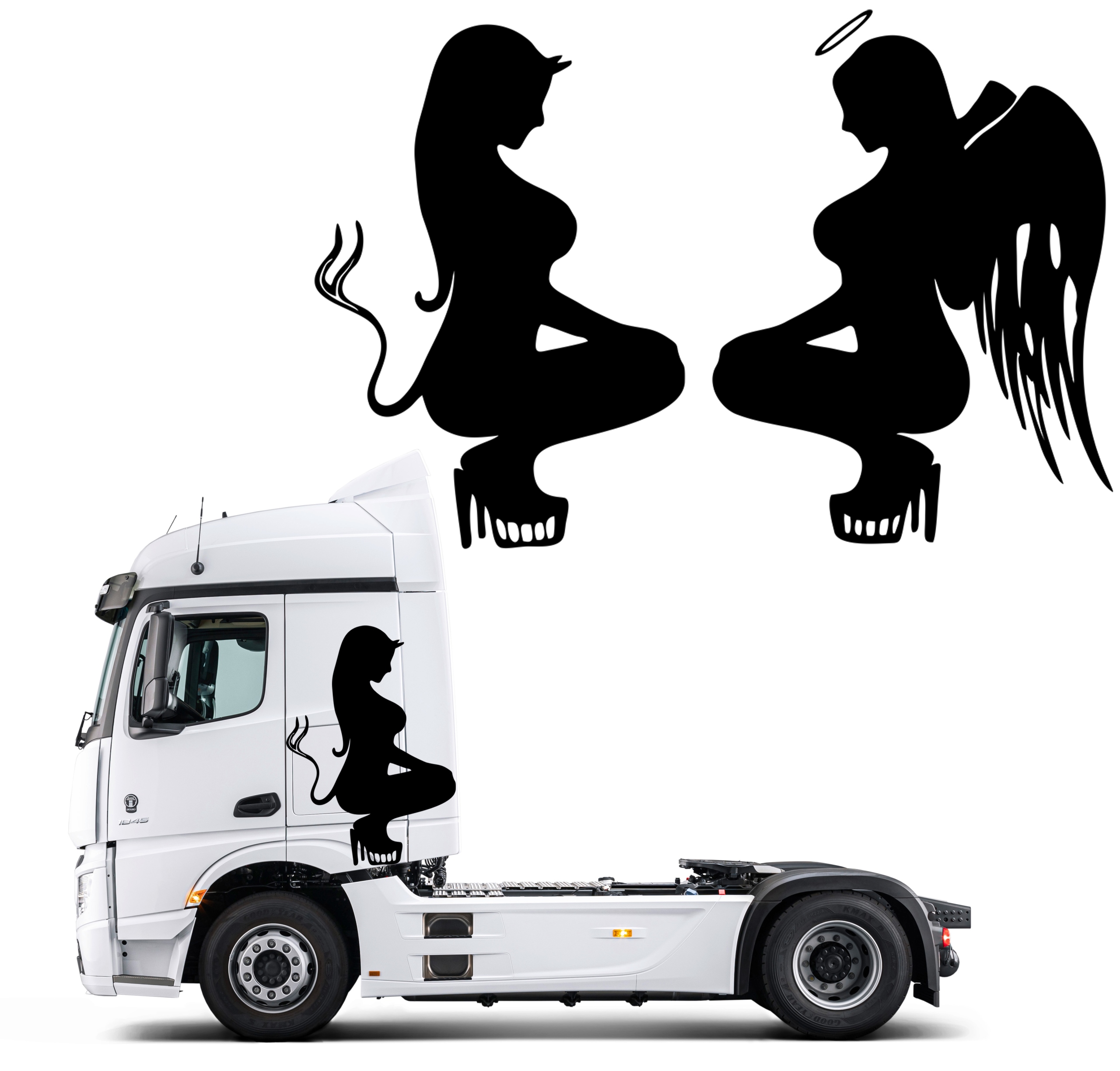 Samolepka Grafika na tir nákladní auto Ženy Diablica Anděl 90x133