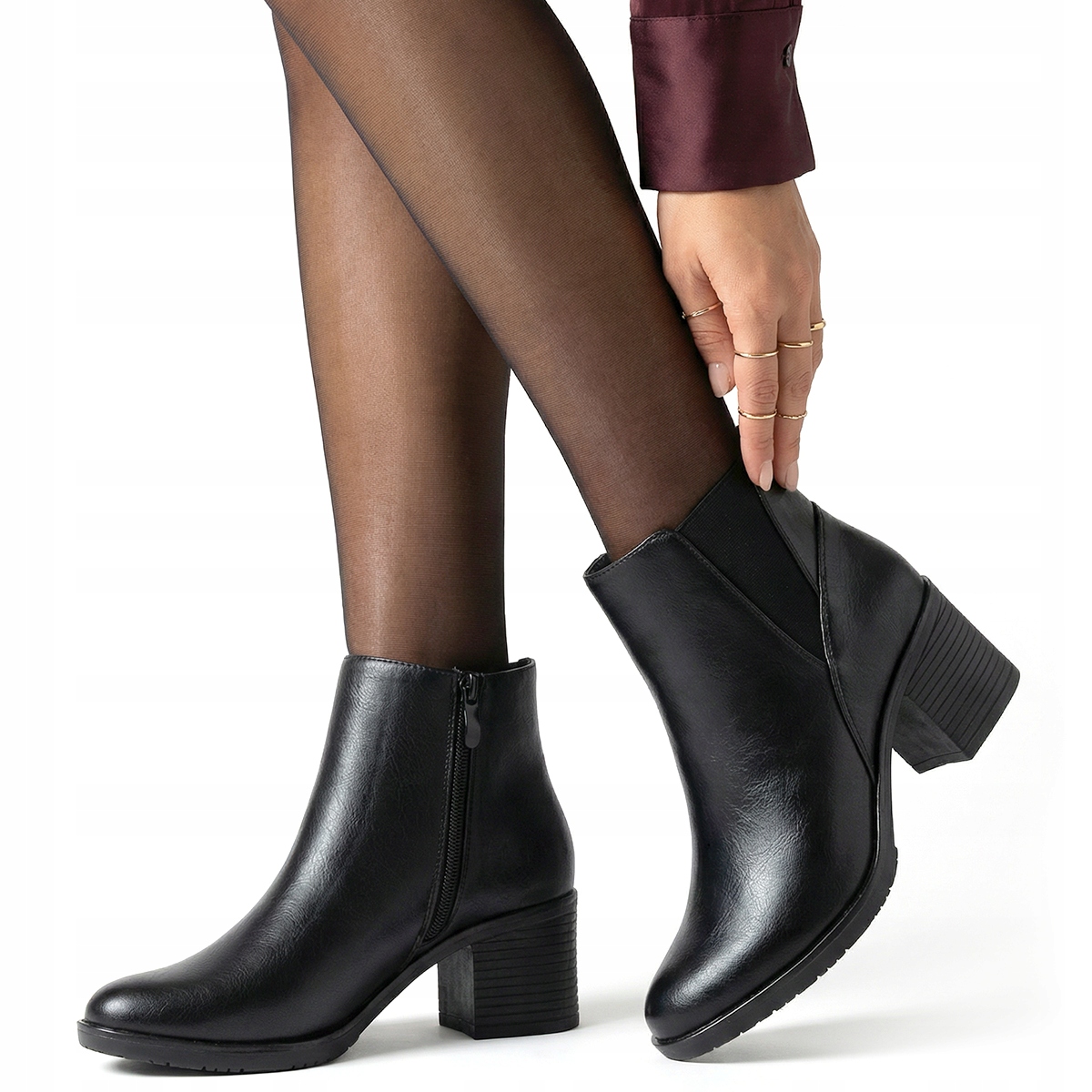 Kotníkové Boty na sloupku stabilní, Zateplené, pohodlné, klasické Wojtyłko 37