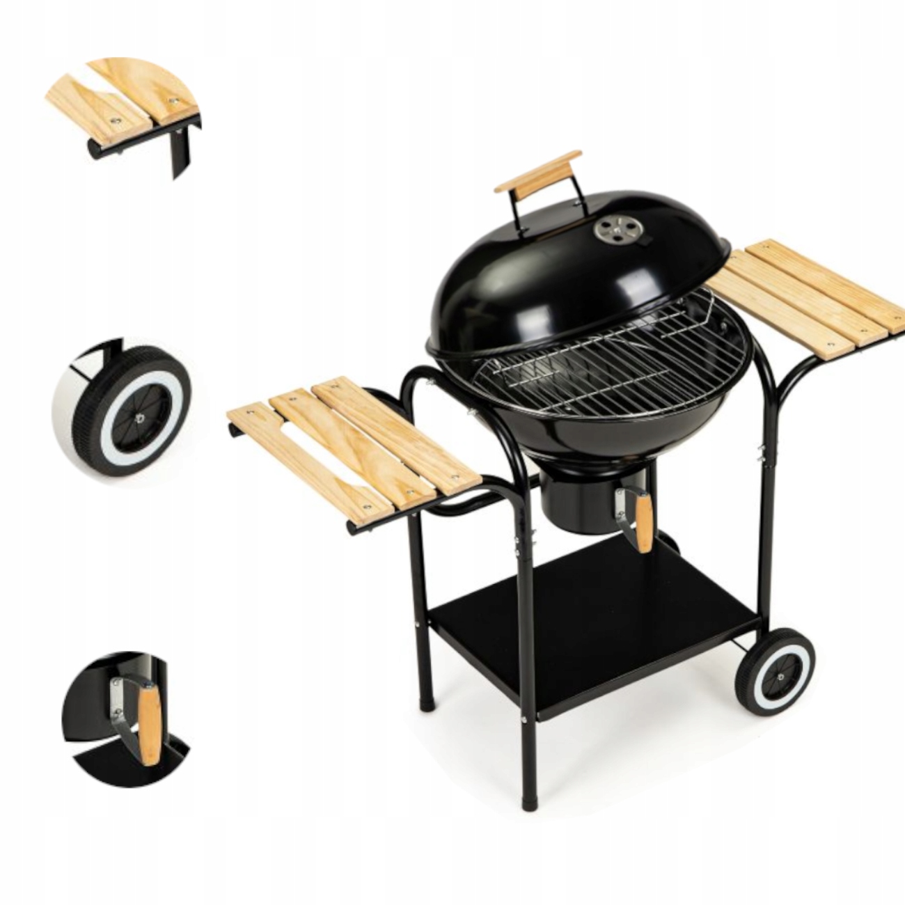 

Grill ogrodowy węglowy gril z pokrywą i półkami
