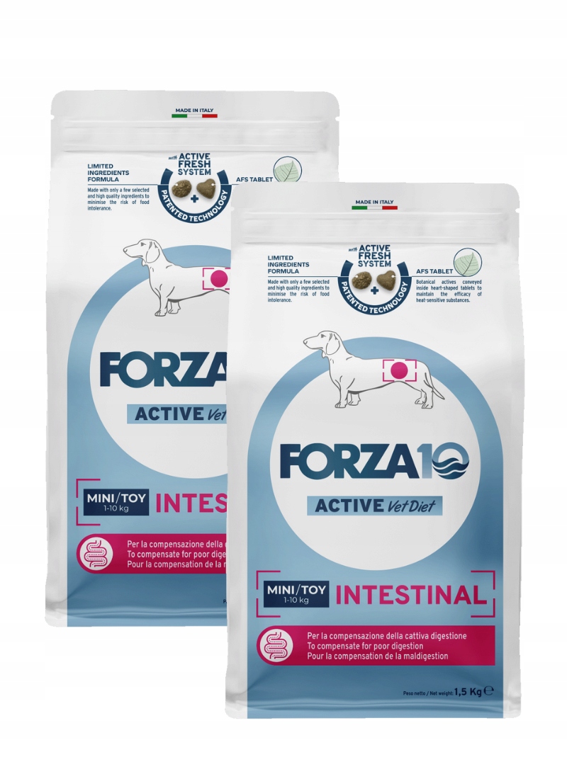 Forza10 Veterinární dieta Intestinal Active Mini & Toy pro psa 2 x 1,5 kg