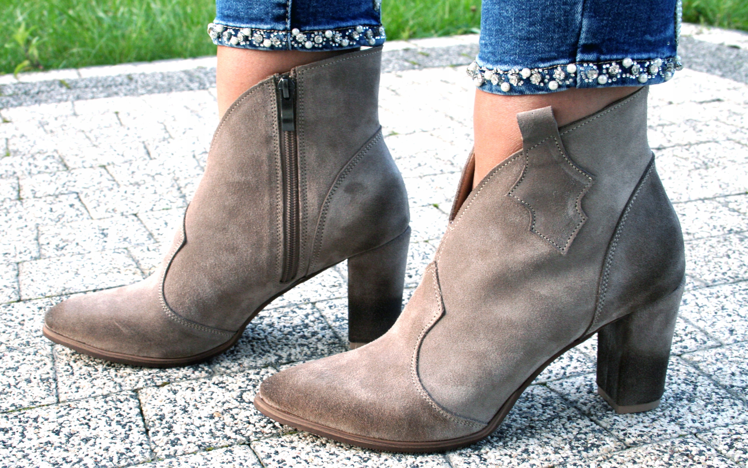 ELLABUT BOTKI KOWBOJKI SKÓRA ZAMSZ CAPUCCINO r36 Marka inna