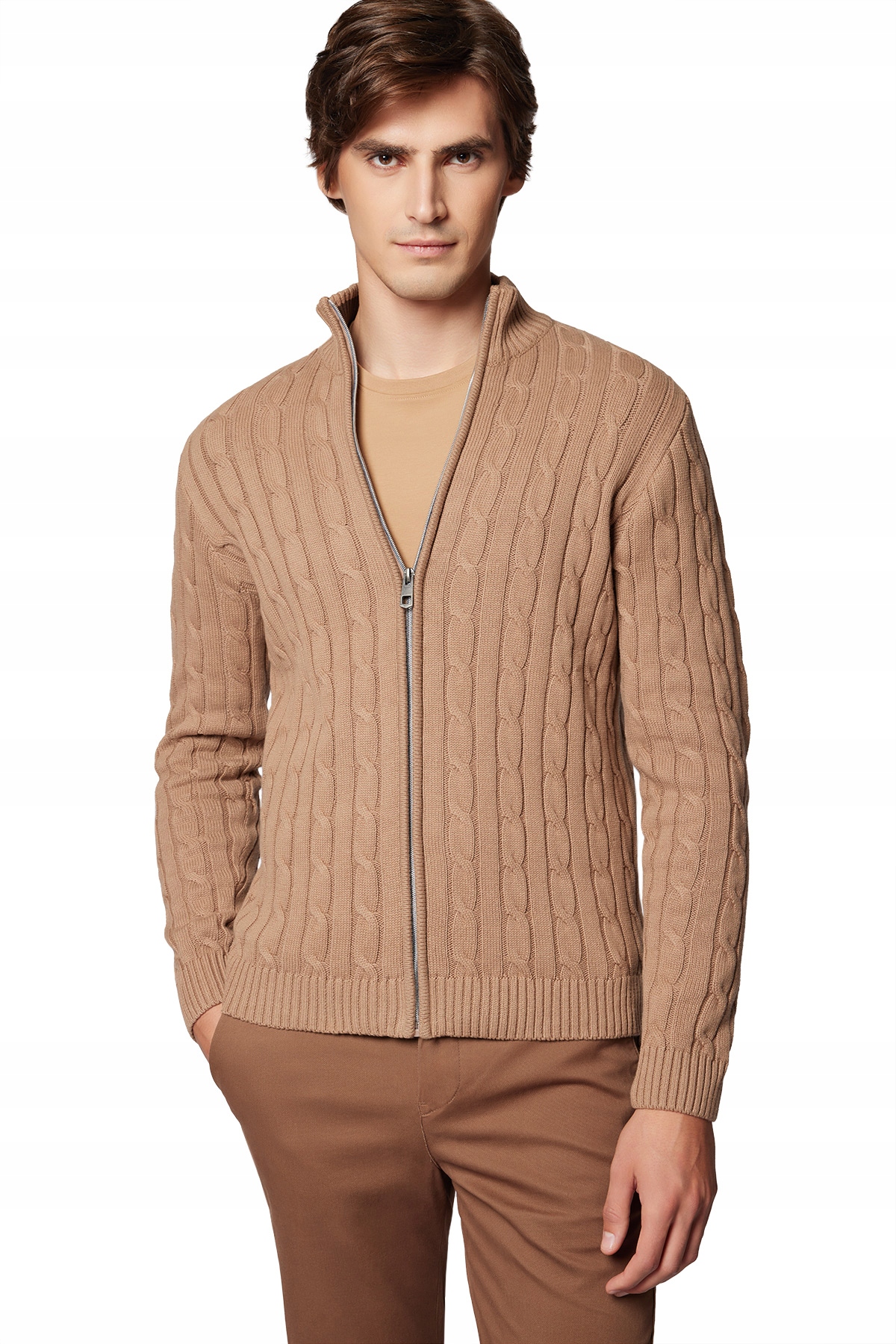 Sweter Męski Bawełniany Beżowy Rozpinany Próchnik PM9 2XL