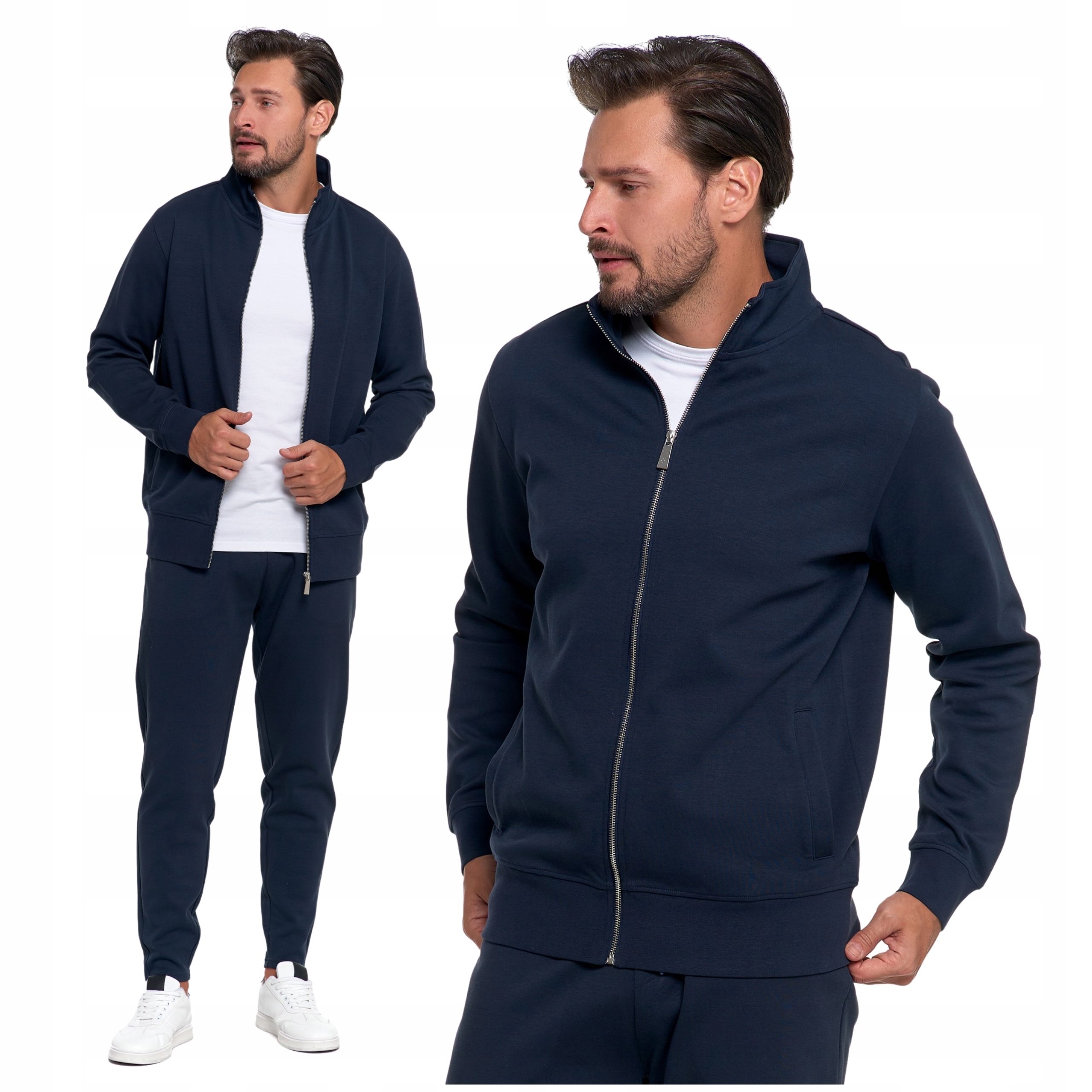 Bluza Męska Dresowa Rozpinana ze Stójką Gładka z Kieszeniami Moraj L