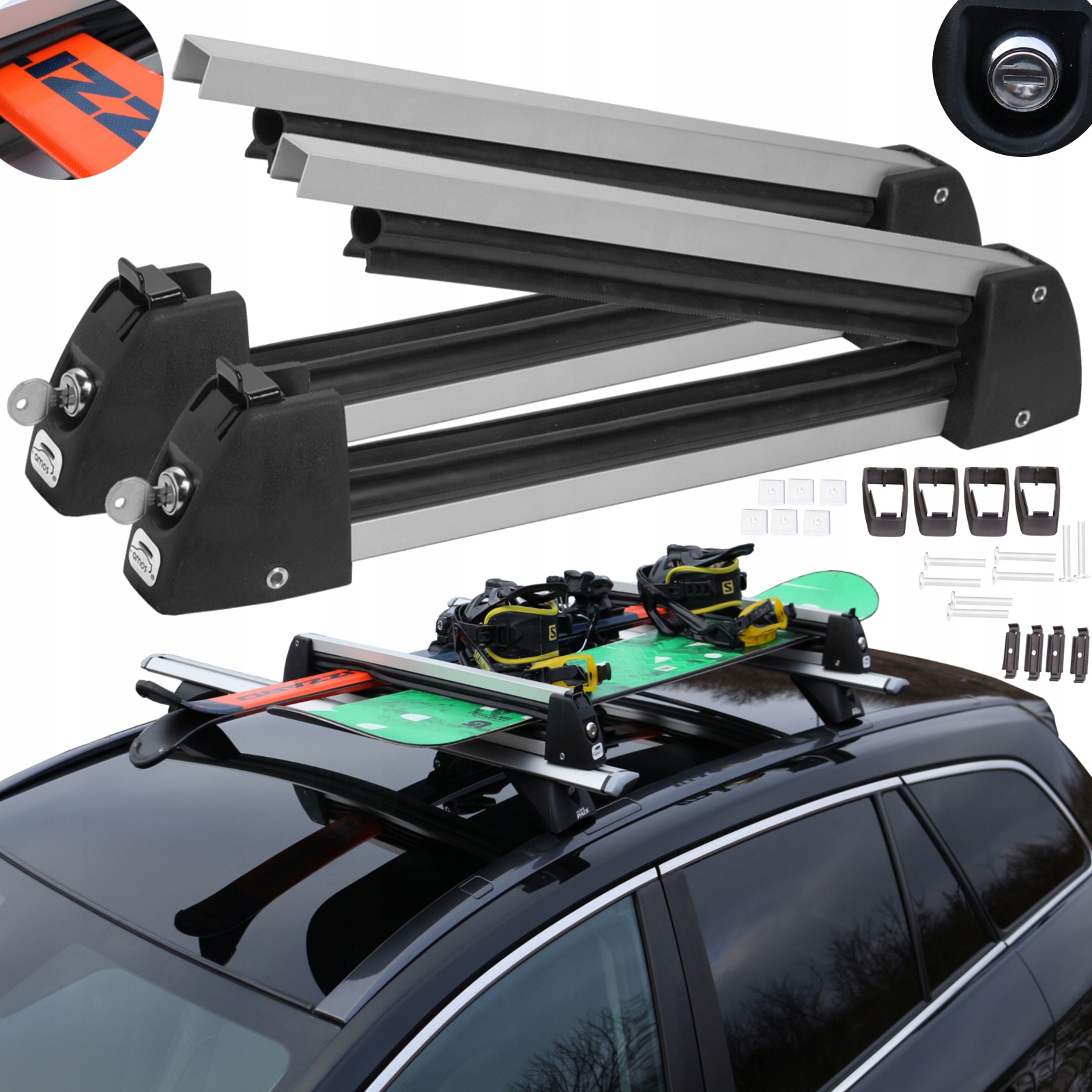 

Bagażnik uchwyt narciarski 5 nart srebrny ski lock