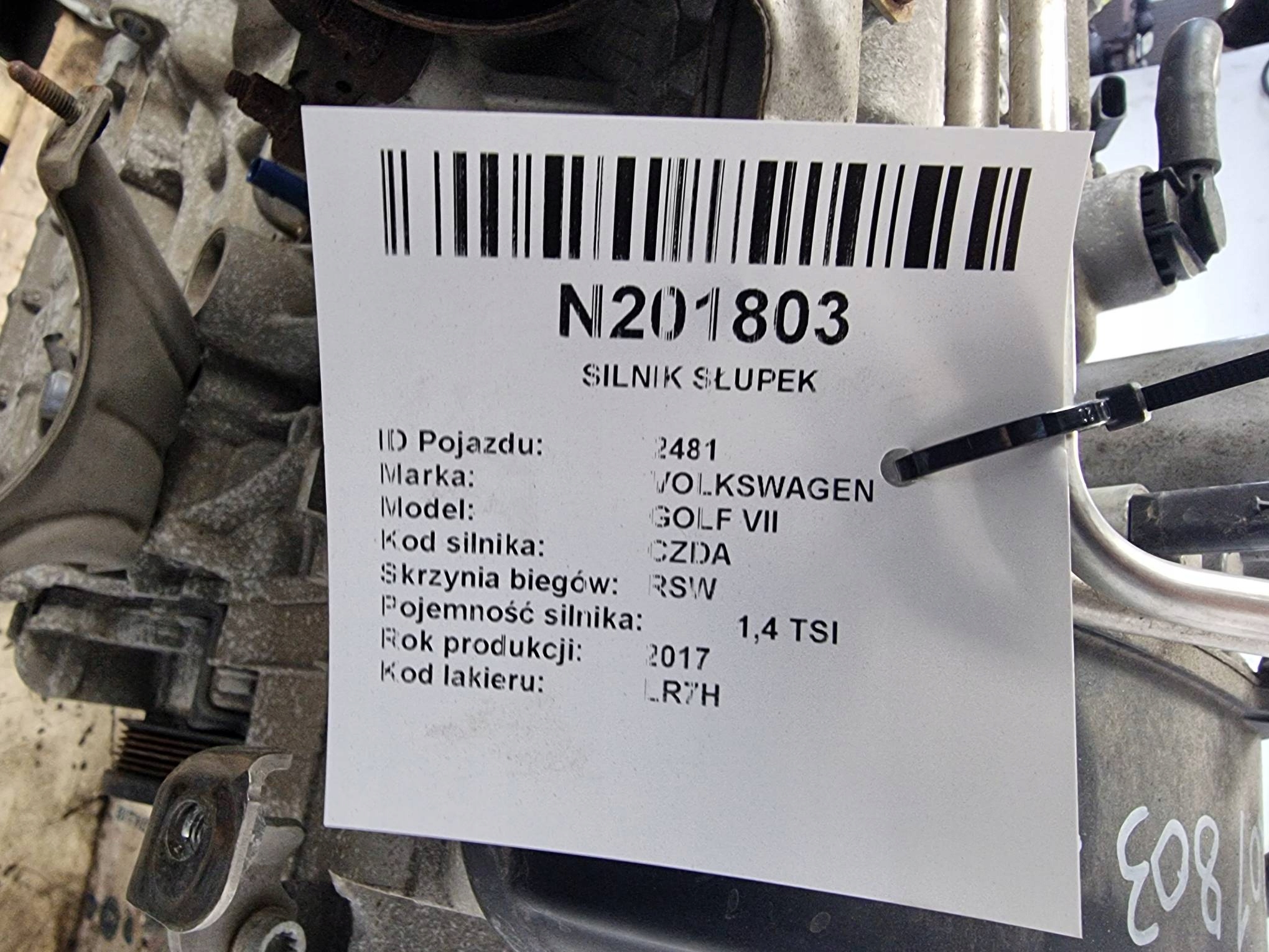 engine pillar CZD 1.4 TSI 150 KM VOLKSWAGEN GOLF VII