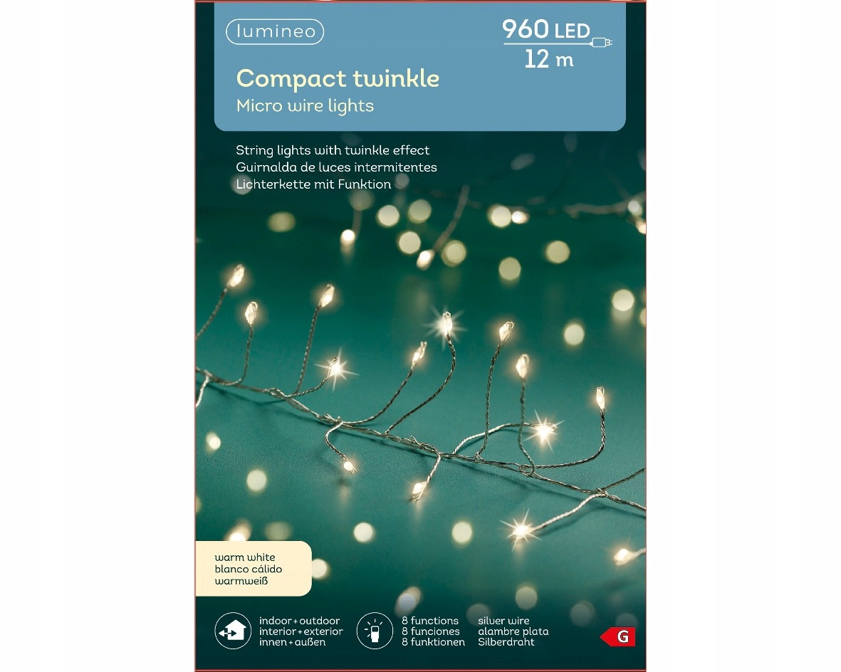 Lampy micro 960 led zvonku/vo vnútri teplá biela 12 m