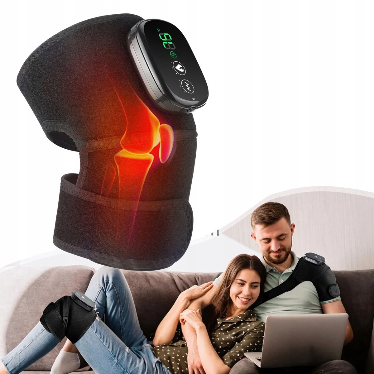Masażer Kolan Elektryczny Z Ogrzewaniem Wibracjami Do Kolan Łokcia 5000mAh