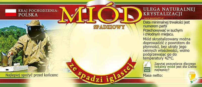 Etykiety na miód ze spadzi iglastej (100szt) -E57