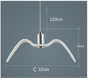 ŻYRANDOL LAMPA WISZĄCA LED MEWA NOWOCZESNY (C) Długość/wysokość 32 cm