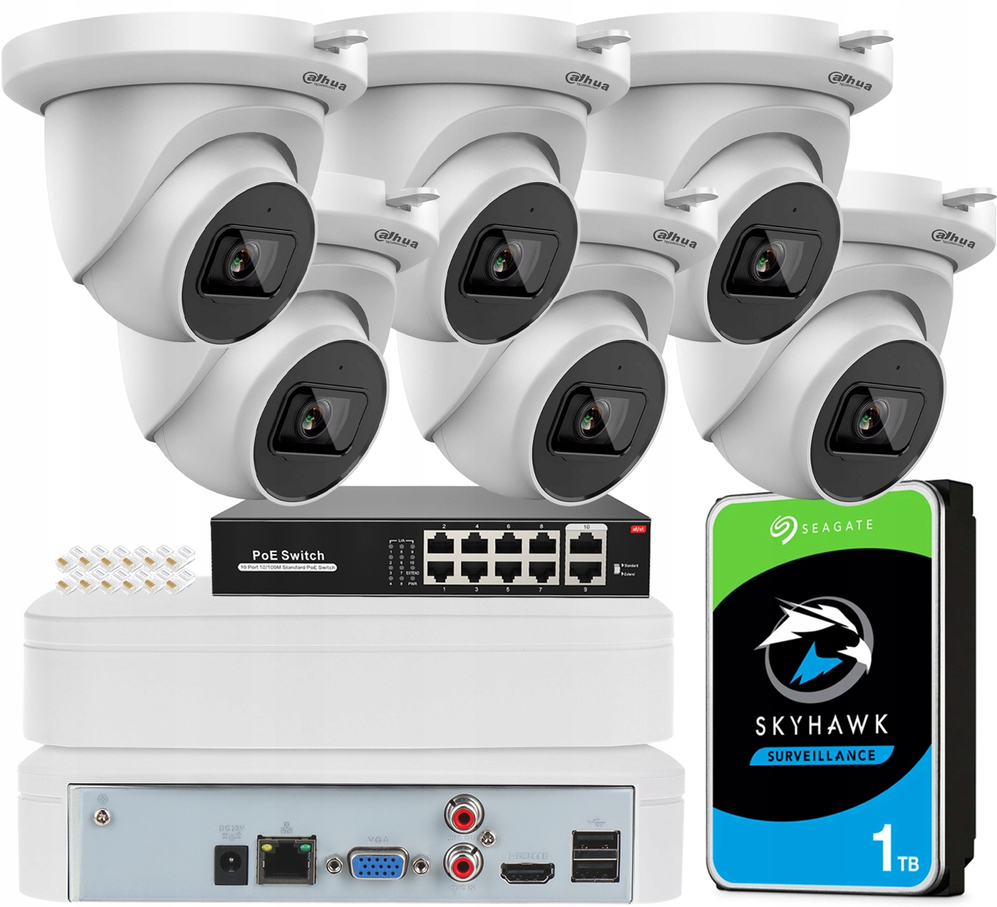 Sada na monitorovanie Dahua 6x Kamera IPC-HDW2441TM-S-0280B 4MPx Starlight