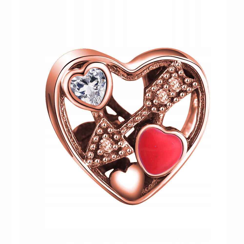 

Charms Serce Strzała różowe złoto srebro 925