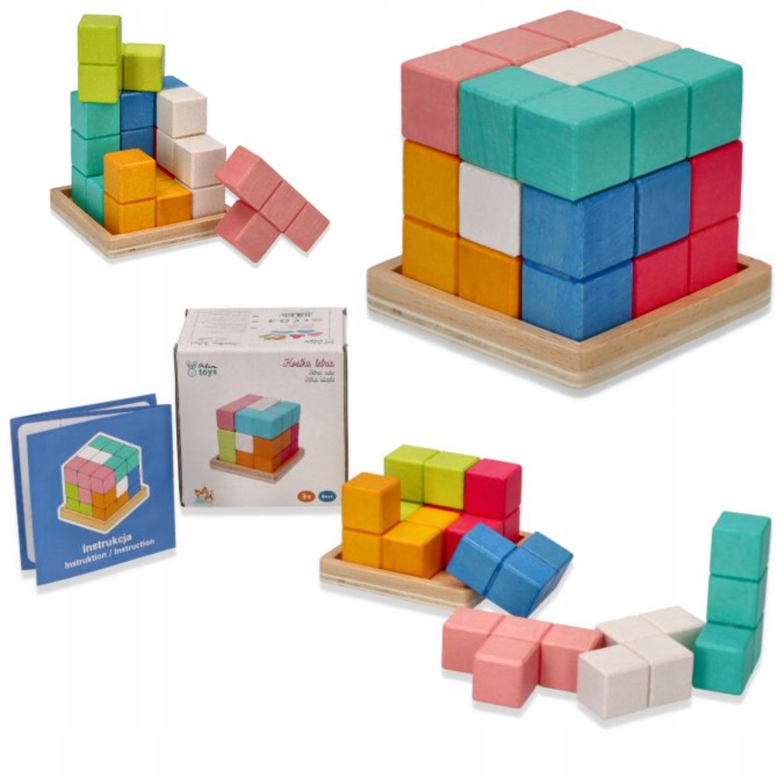 Kostka Do Zabawy Drewniana Tetris Układanka Tetris Puzzle Drewniane Tetris