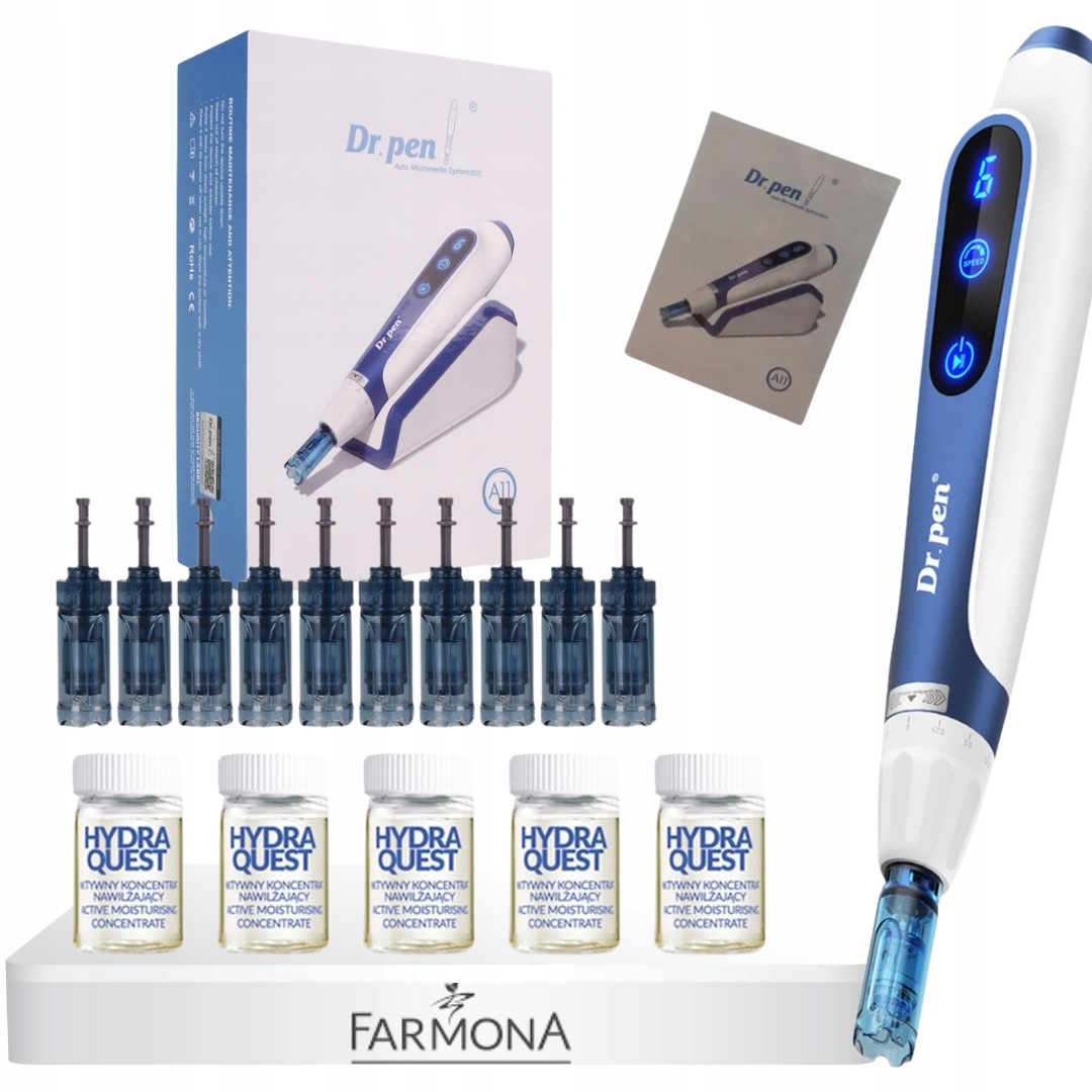 Dr Pen Derma Pen Ulitma A11 10x kartridż 5x ampułki Farmona Hydra Quest