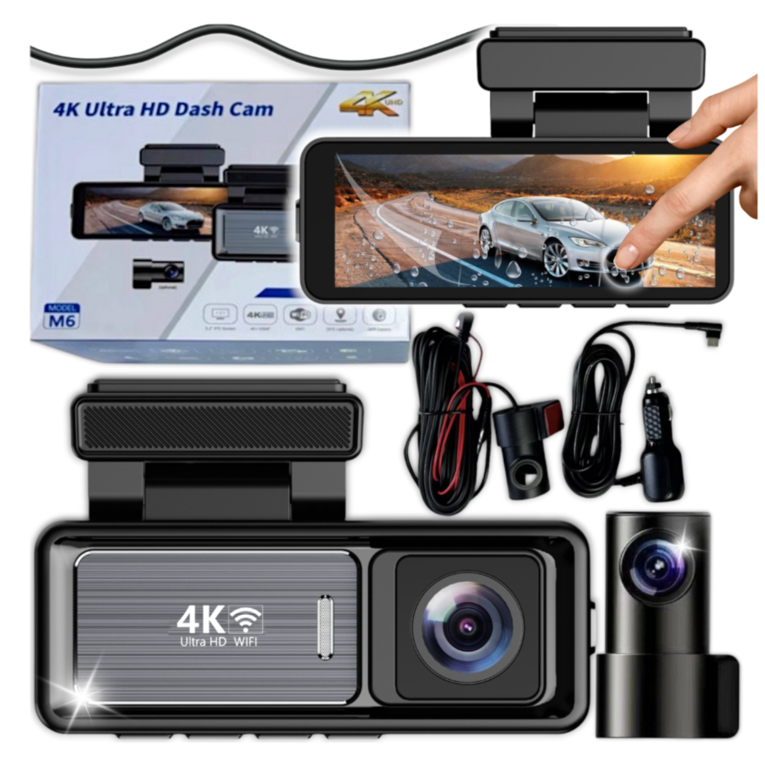 4K Wifi Gps G-senzor Wideorejestartor M6 autokamera s zadnou kamerou