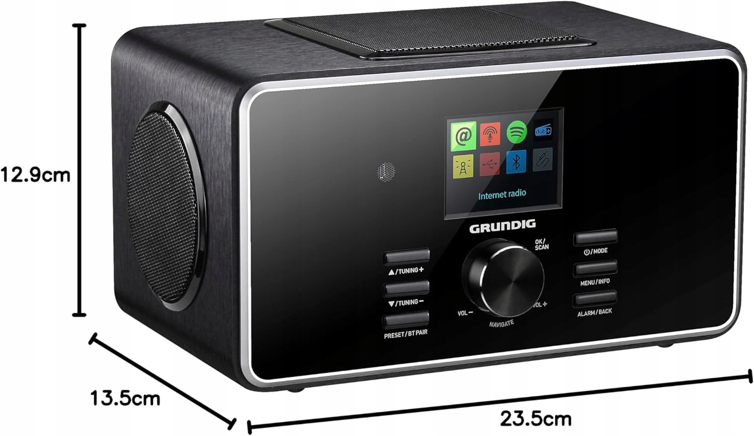 RADIO INTERNETOWE KUCHENNE BLUETOOTH DAB+ WEB GRUNDIG DTR 6000X BT Głębokość produktu 13.5 cm
