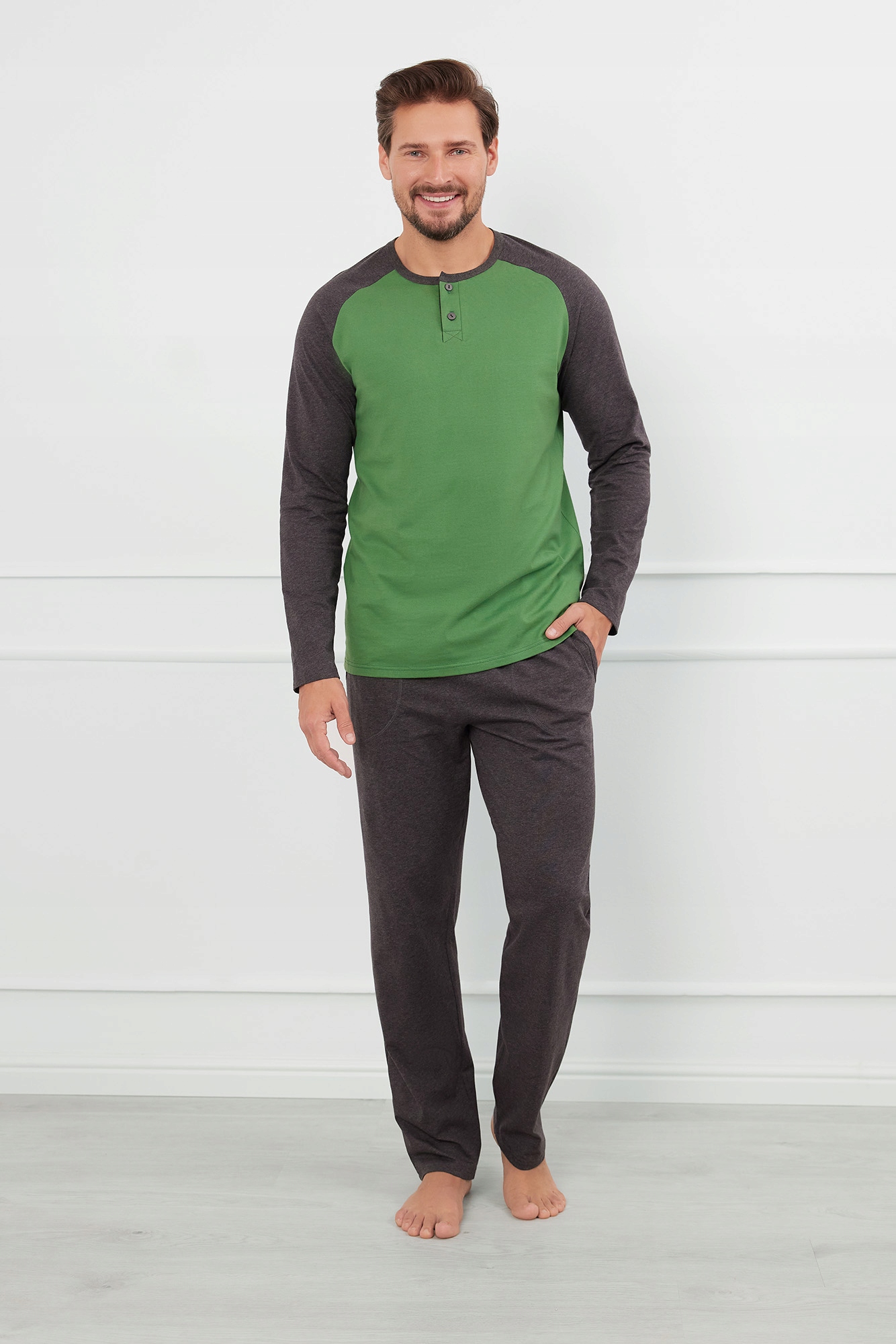 Aleksander pánské pyžamo s dlouhým rukávem, dlouhé kalhoty XXXL Italian Fashion