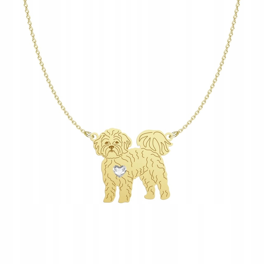 Zlatý náhrdelník se psem Maltipoo 925 Dárek Řetízek Žena Gravírování Bonus
