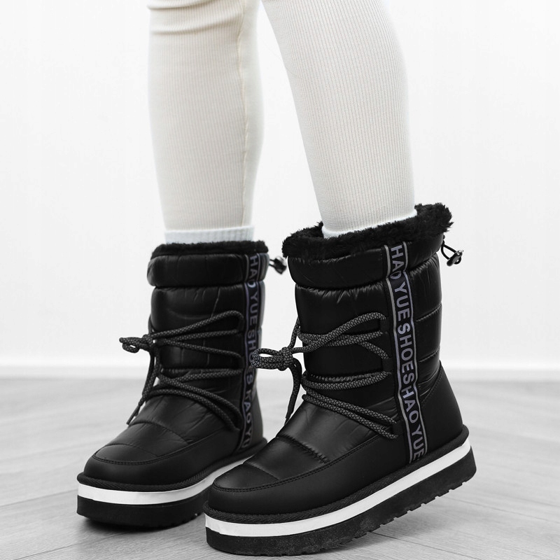 Czarne śniegowce damskie mukluki platforma napisy 5734 r.40 Rozmiar 40