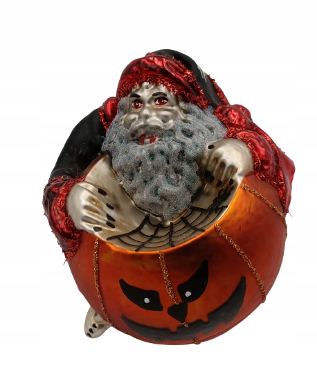 

Bombki Choinkowe Szklane Mikołaj na dyni 11x10cm