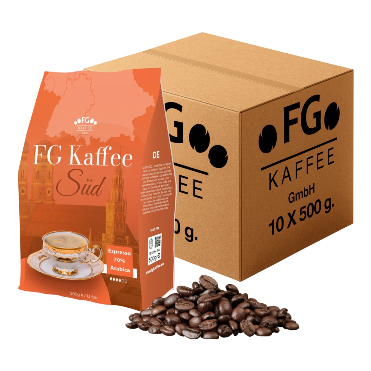 Levně Káva zrnková 5 kg Fg Kaffee Süd South Espresso Arabica a Robusta