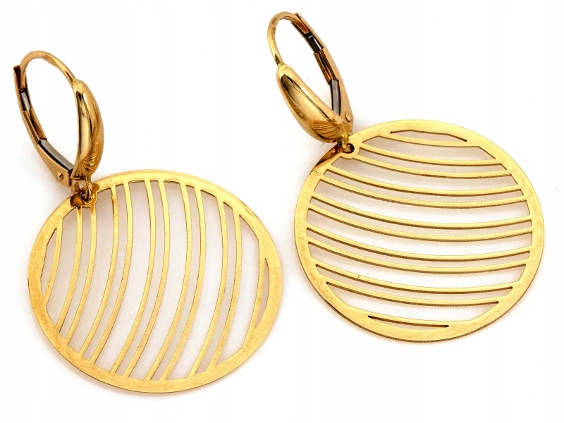 Náušnice zlaté 585 ažurové závěsné kruhy anglické zapínání 2.92 g dál