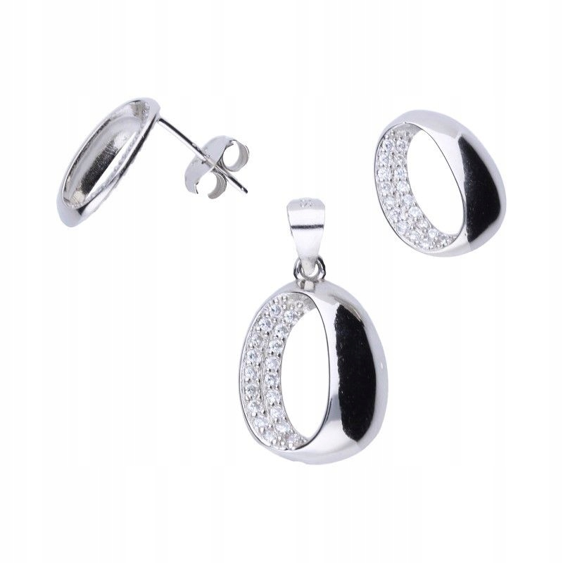 Stříbrný komplet šperků 925 s rhodiem a bílými zirkony jako dárek