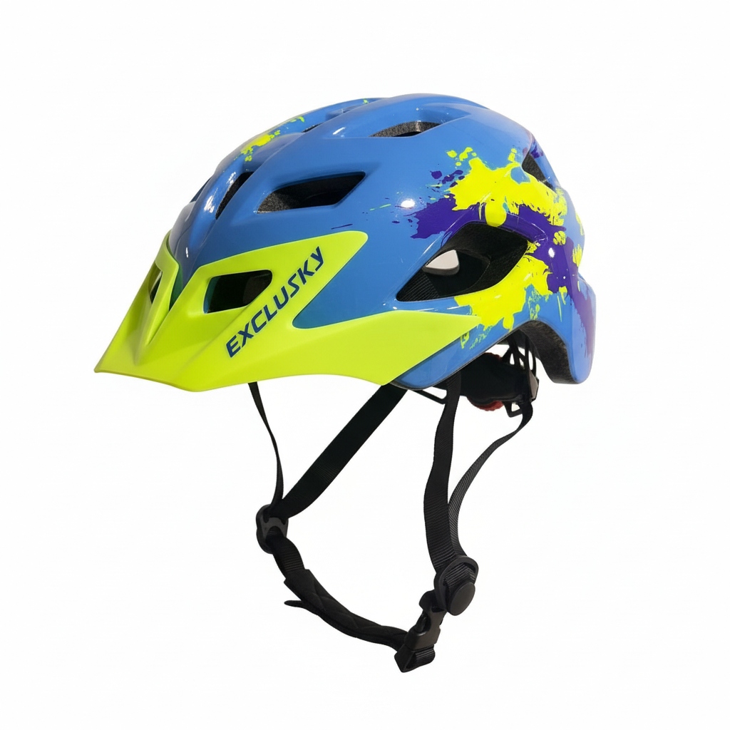 Kask dziecięcy rowerowy Exclusky żołto-niebieskiy 50–57 cm