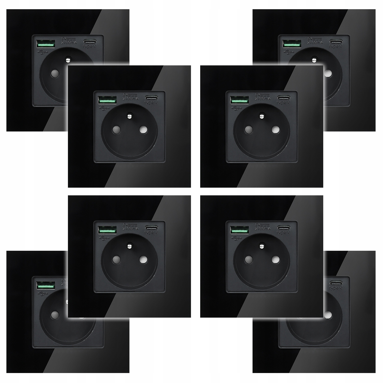 8 x Elektrická Zásuvka Nástěnný Kontakt S Vestavěnou Nabíječkou Usb Zásuvka