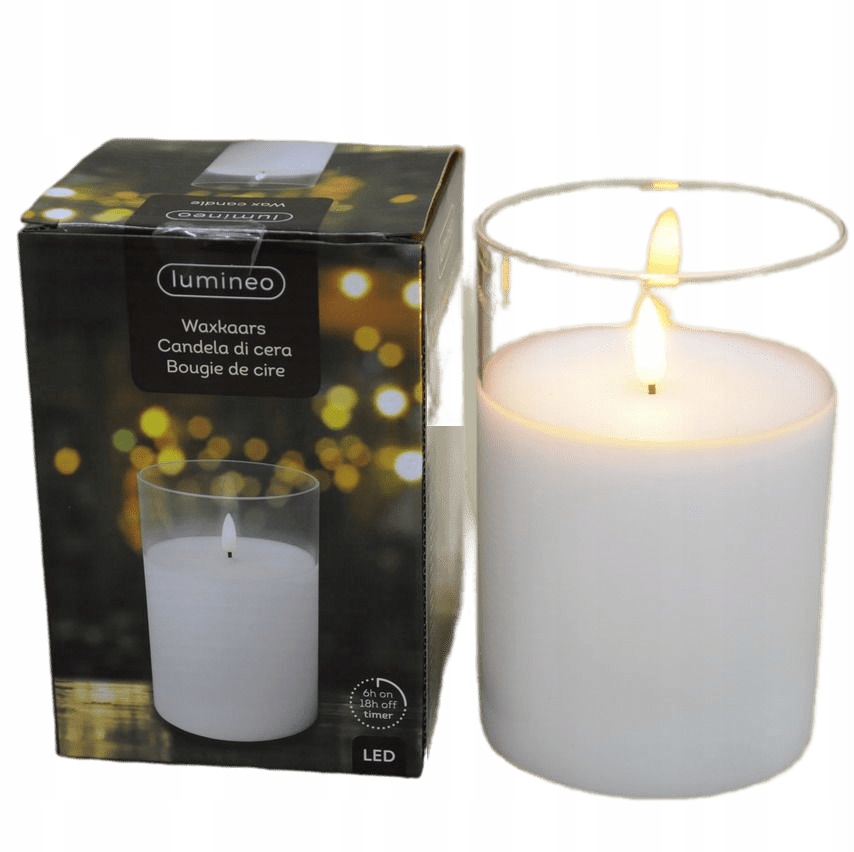 

Woskowa świeca Led w szkle baterie 2x Aa D10 H15