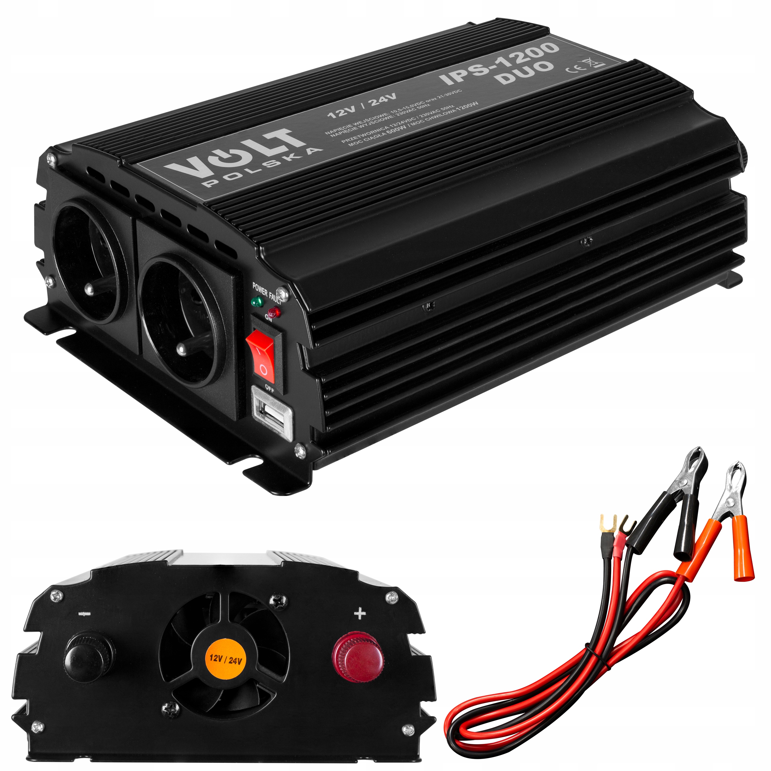 

Przetwornica samochodowa 12/24V 230V 1200W Usb Duo