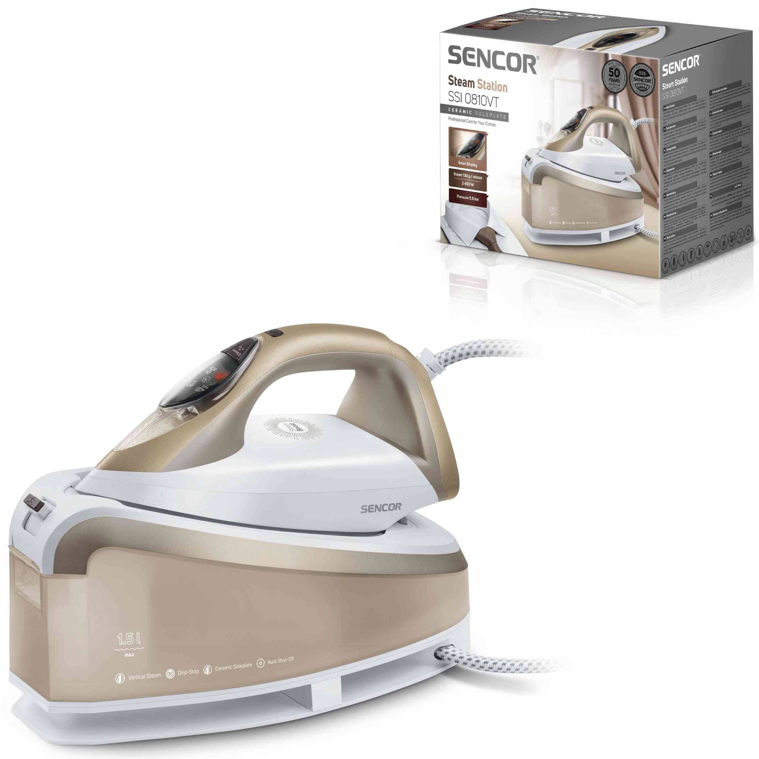 Stacja Parowa Sencor Ssi 0810VT 2400W Ceramiczna Stopa Mocny Wyrzut Pary