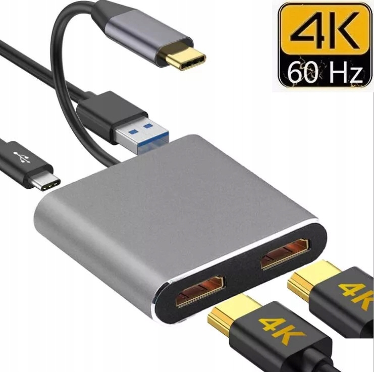 

Usb C na 2 monitory Hdmi, USB3.0 i Power Delivery