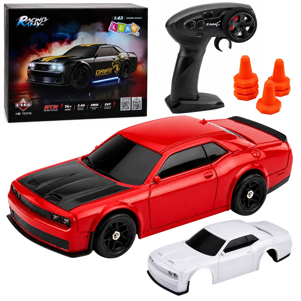 Rc auto pro drift 4WD 2.4 GHz Gyro 1:43 Červené Rtr Vyměnitelné Karoserie