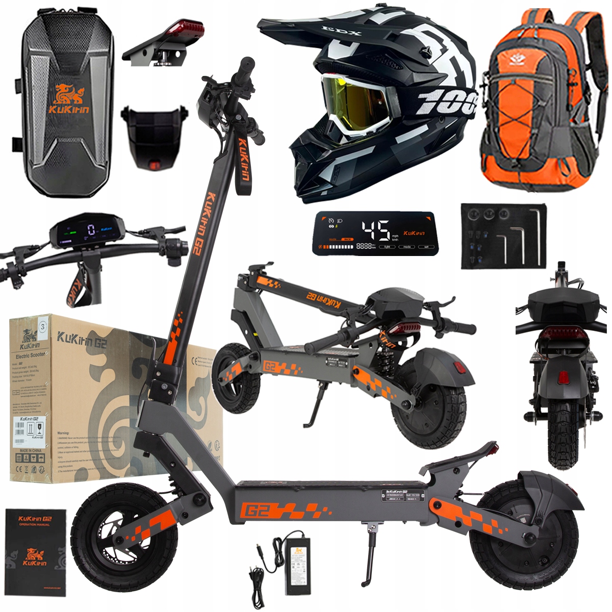 Kukirin G2 2026 Nové skládací elektrické vozidlo 1200W 45KM/H 15Ah 48V 10"