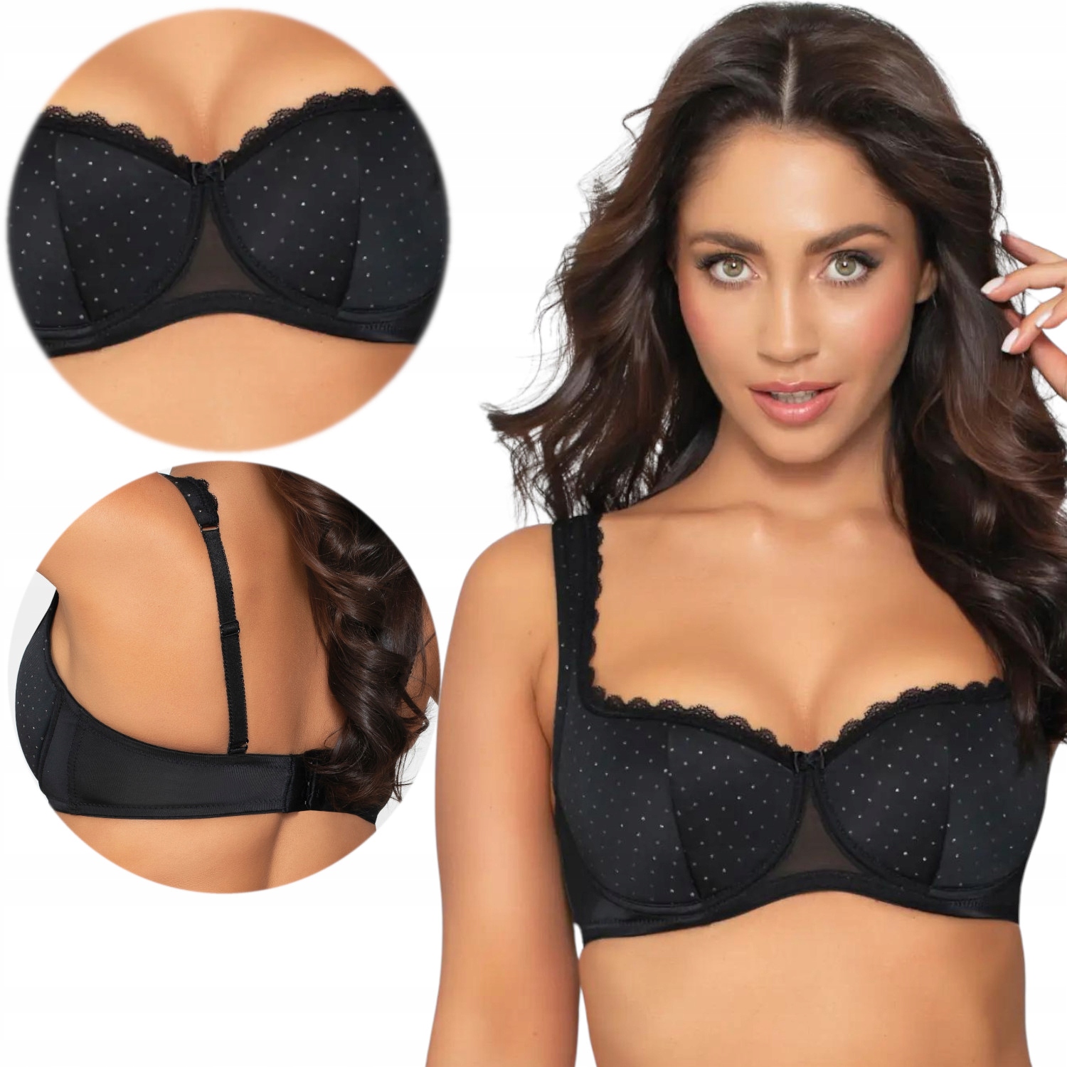 Podprsenka Vyztužená Balkonetka Zvedá poprsí Sophia 70E Černá