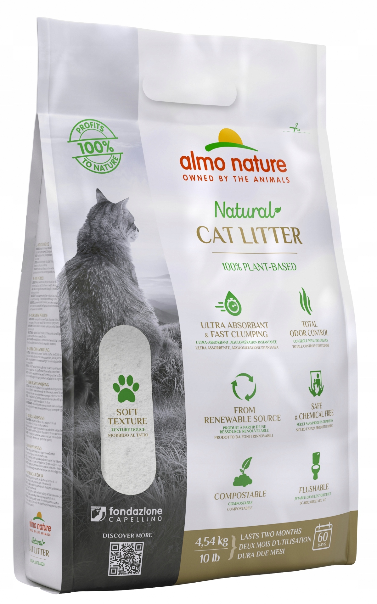 Almo Nature Cat Litter Żwirek zbrylający dla kota 4,54kg Naturalny Bio