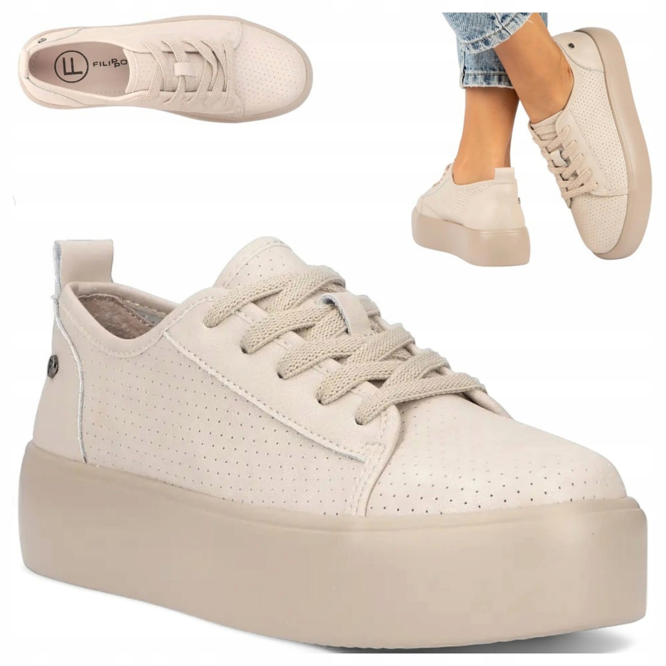 Półbuty damskie Skóra Naturalna Filippo 38 buty sznurowane wiosna