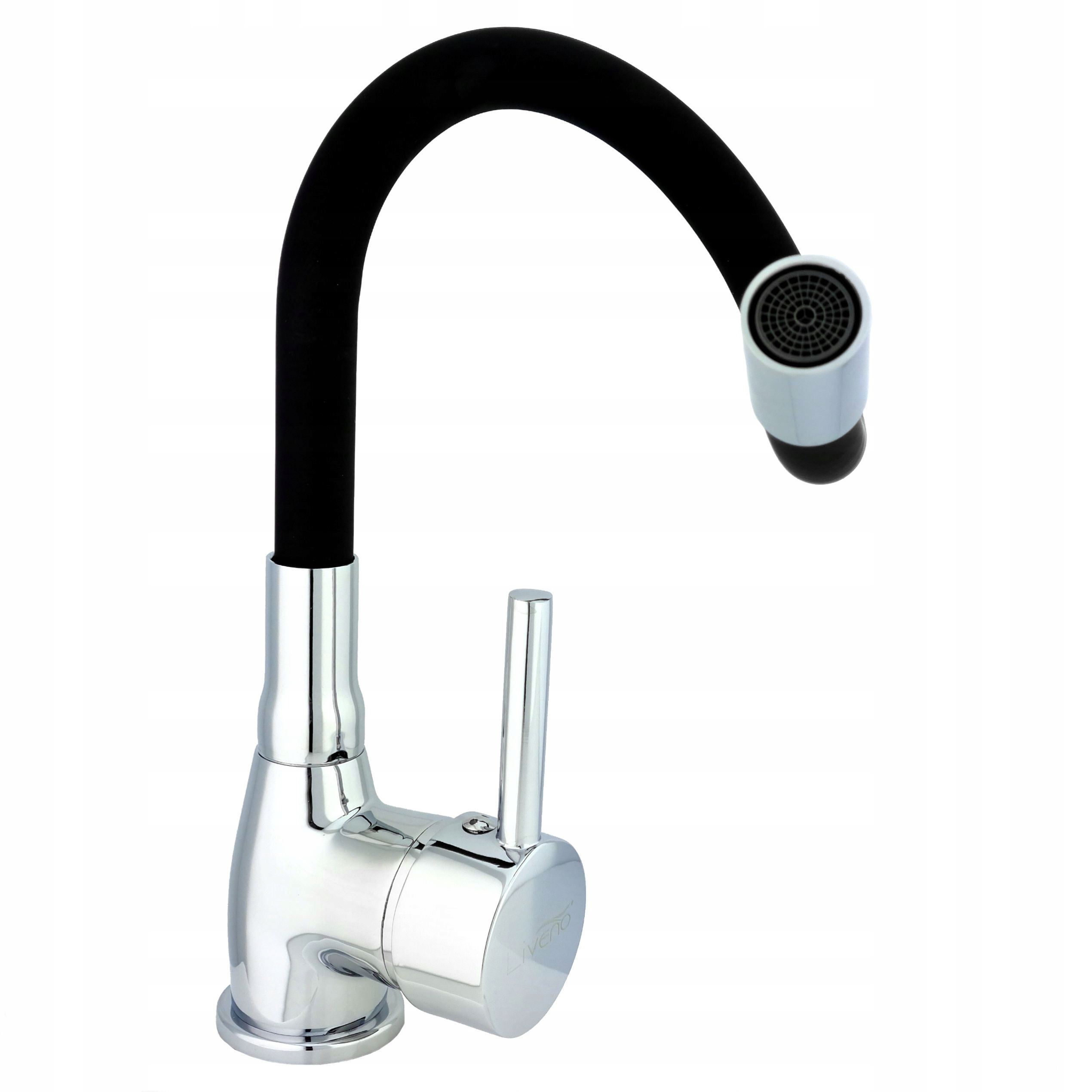 Bateria Kuchenna Kran Stojąca Czarna Z Elastyczna Wylewka