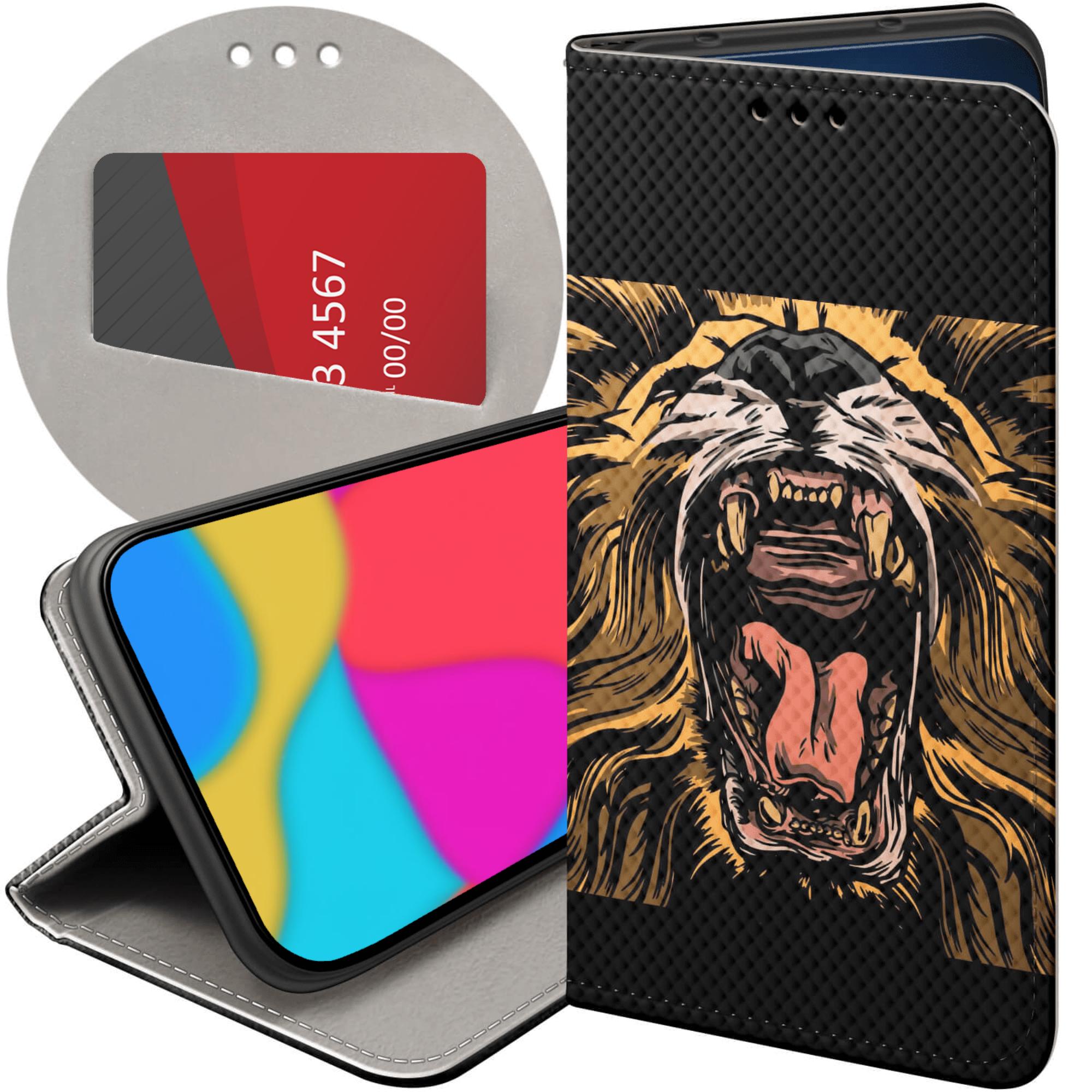 Etui Z Klapką Do Motorola Moto G14 Lew Lwy Lwica Futerał Pokrowiec