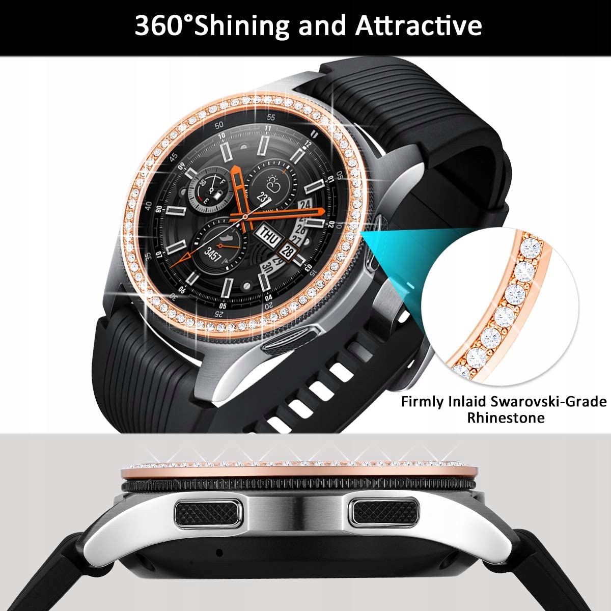 RING BEZEL SAMSUNG GALAXY WATCH 46MM GOLD CYRKONIE Pasuje do modelu Samsung Galaxy Watch 46mm