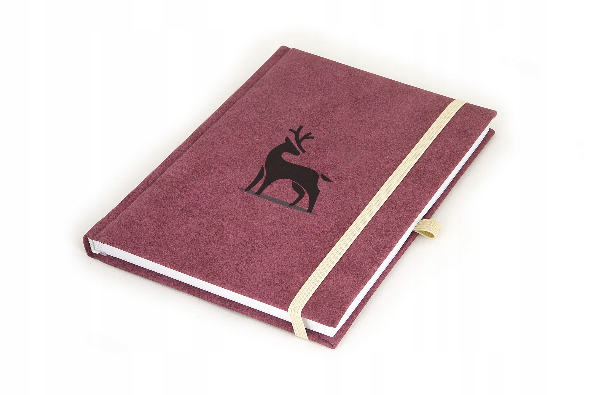 Jeleń Notes kratka Nubuk bordowy BEŻ6