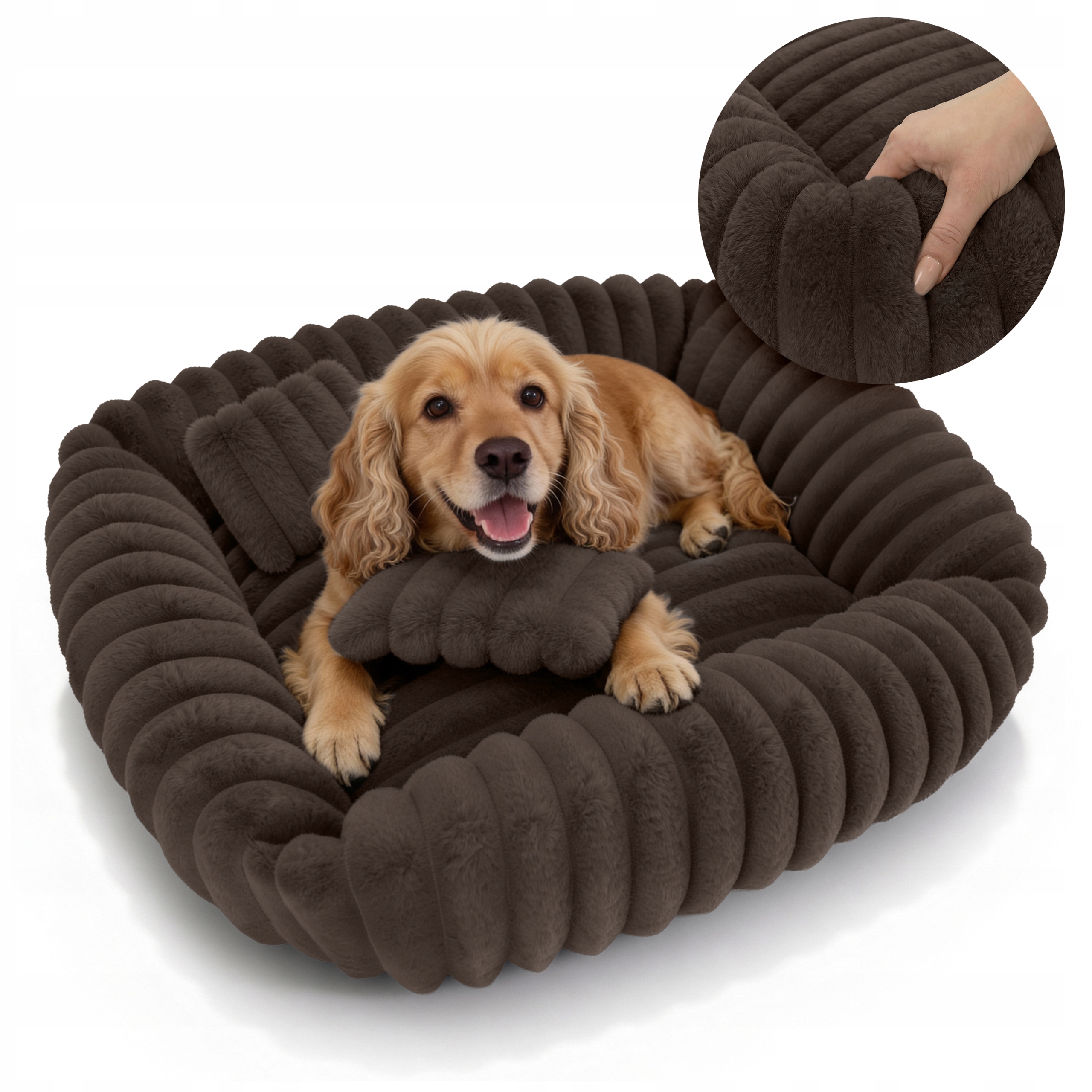 Levně Pelíšek Pro Psa Kočku 80x70 S Polštáři Měkké Obalující Rabbit Kožíšek