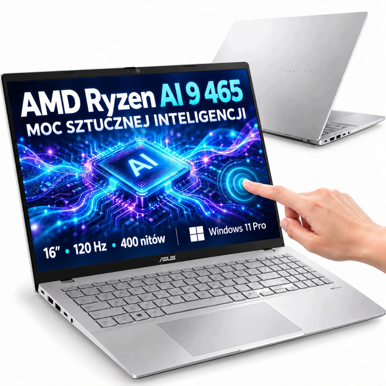 Asus VivoBook S16 Amd Ryzen AI9 465 16GB 1TB 16 Fhd 120Hz Dotyk 400NIT W11P