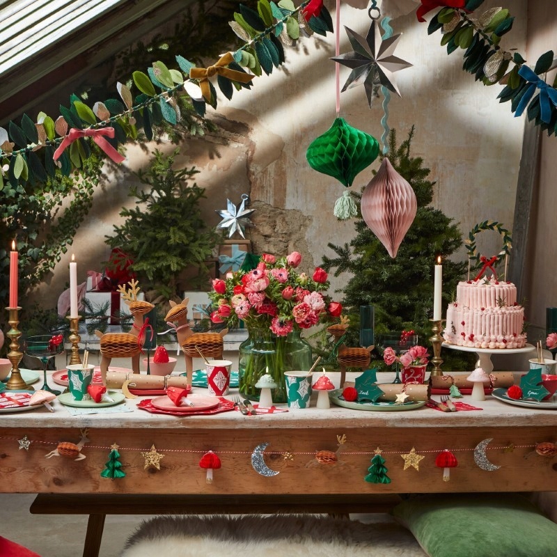 Meri Meri - Kubeczki papierowe 8szt. - Christmas, Block Print Kolor wielokolorowy