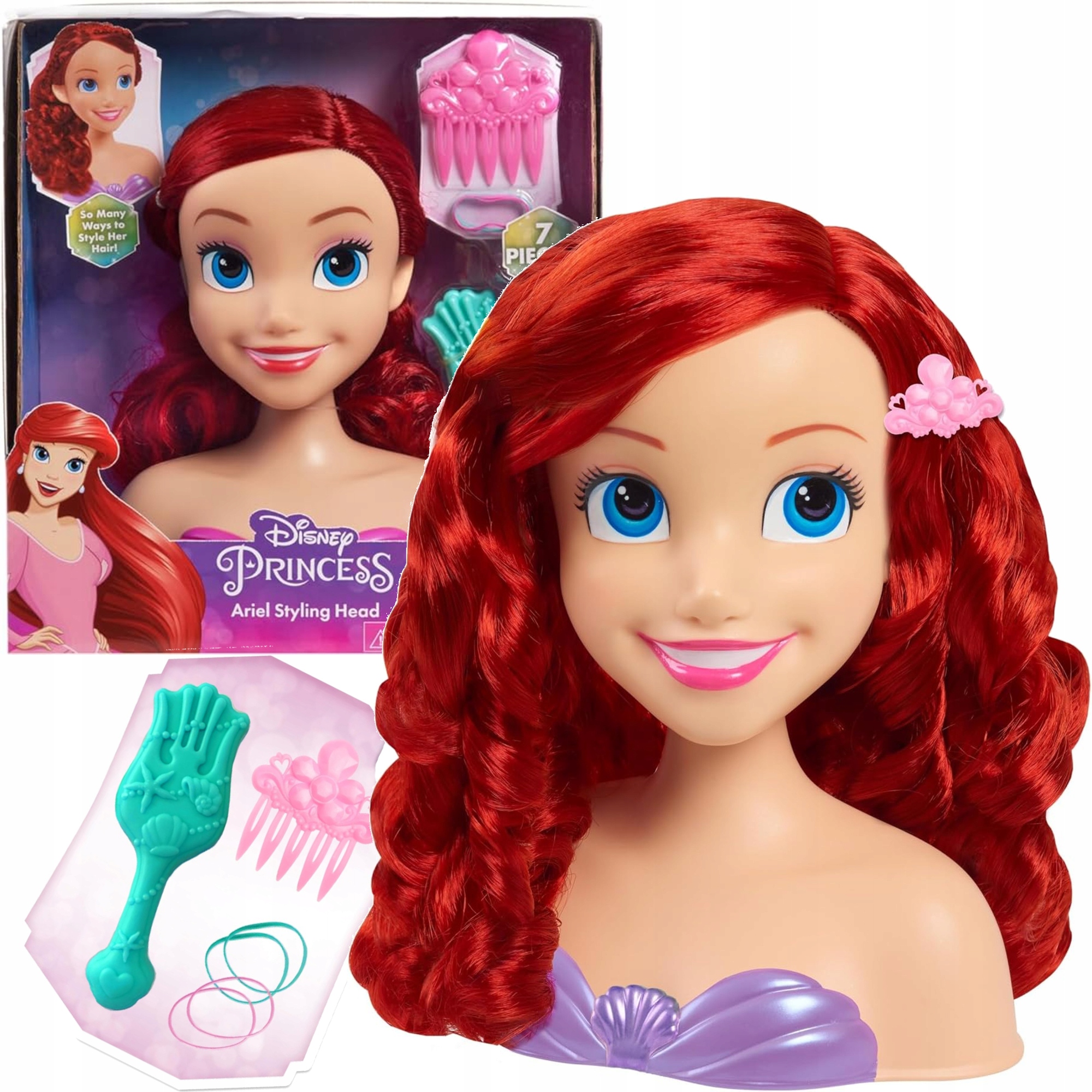 Lalka Głowa Do Stylizacji Czesania Włosów Mała Syrenka Arielka +akc Disney