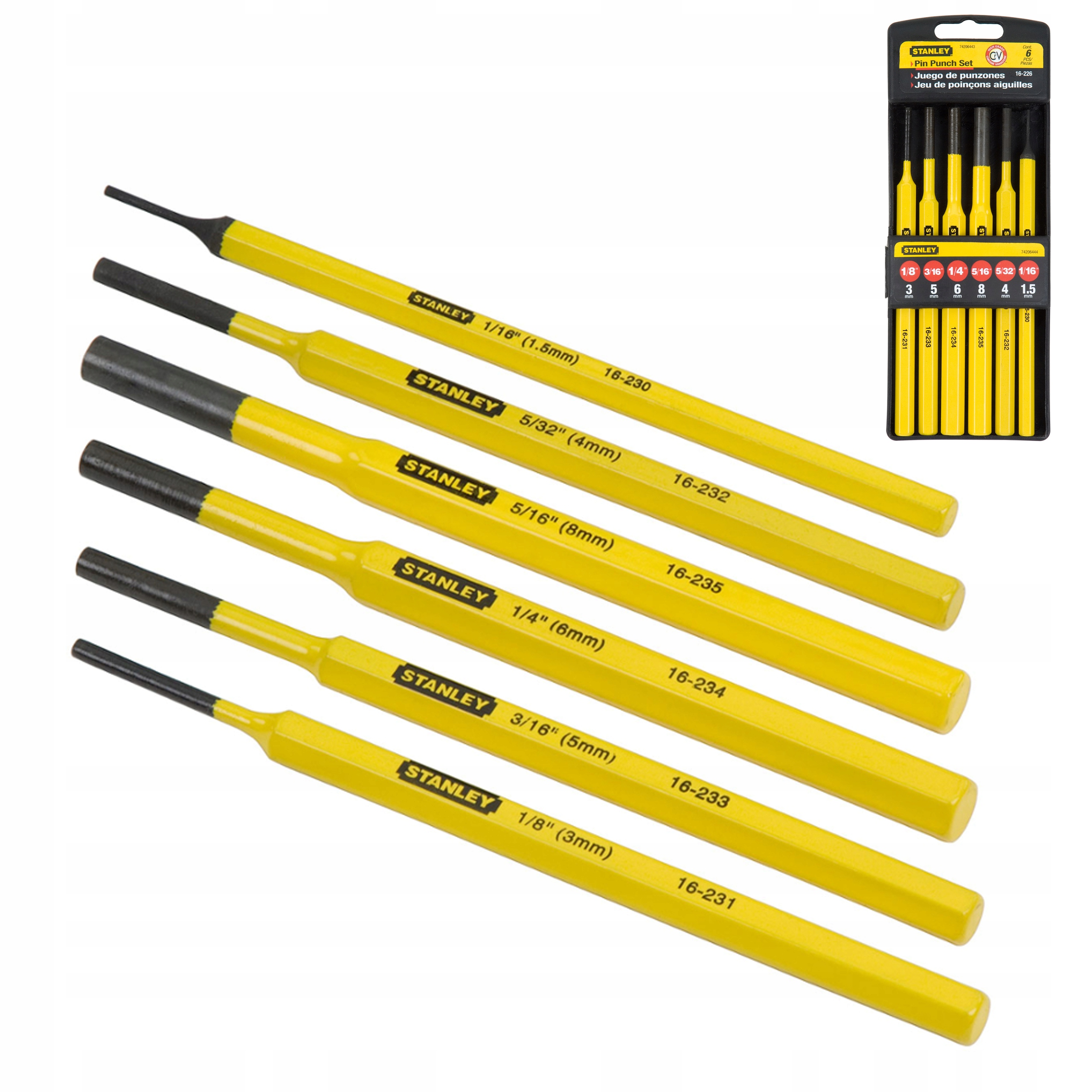 

Wybijaki Cylindryczne 6szt Wybijaków 2-8mm Stanley
