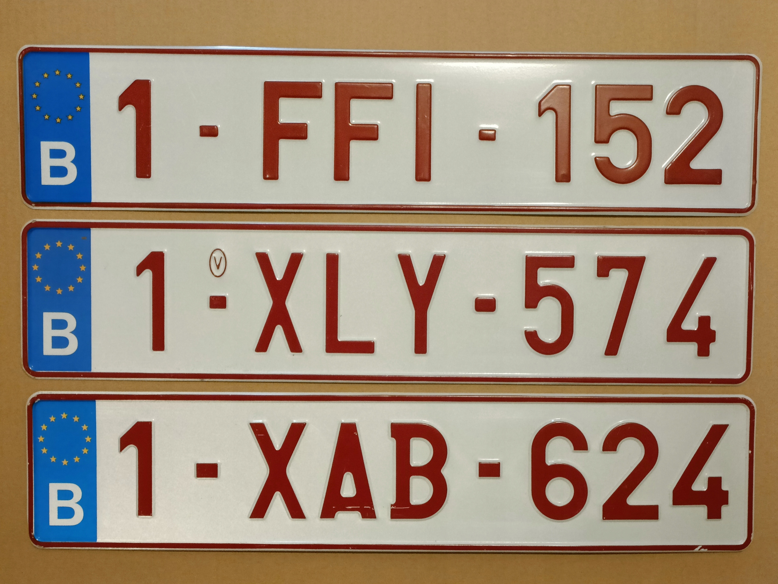 TABLICA REJESTRACYJNA - BELGIA - ZESTAW X3